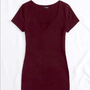 This is a burgundy body con dress from shein